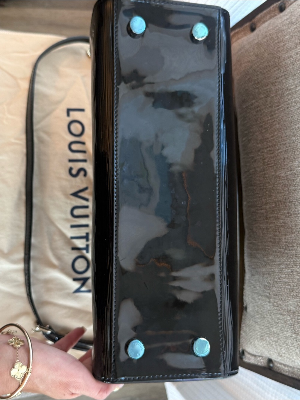 Louis Vuitton Black Patent Satchel with silver Accents - Picture 6 of 9